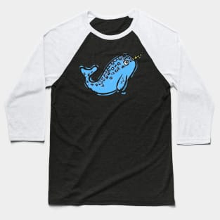 Cute narwhal illustration blue whale Baseball T-Shirt